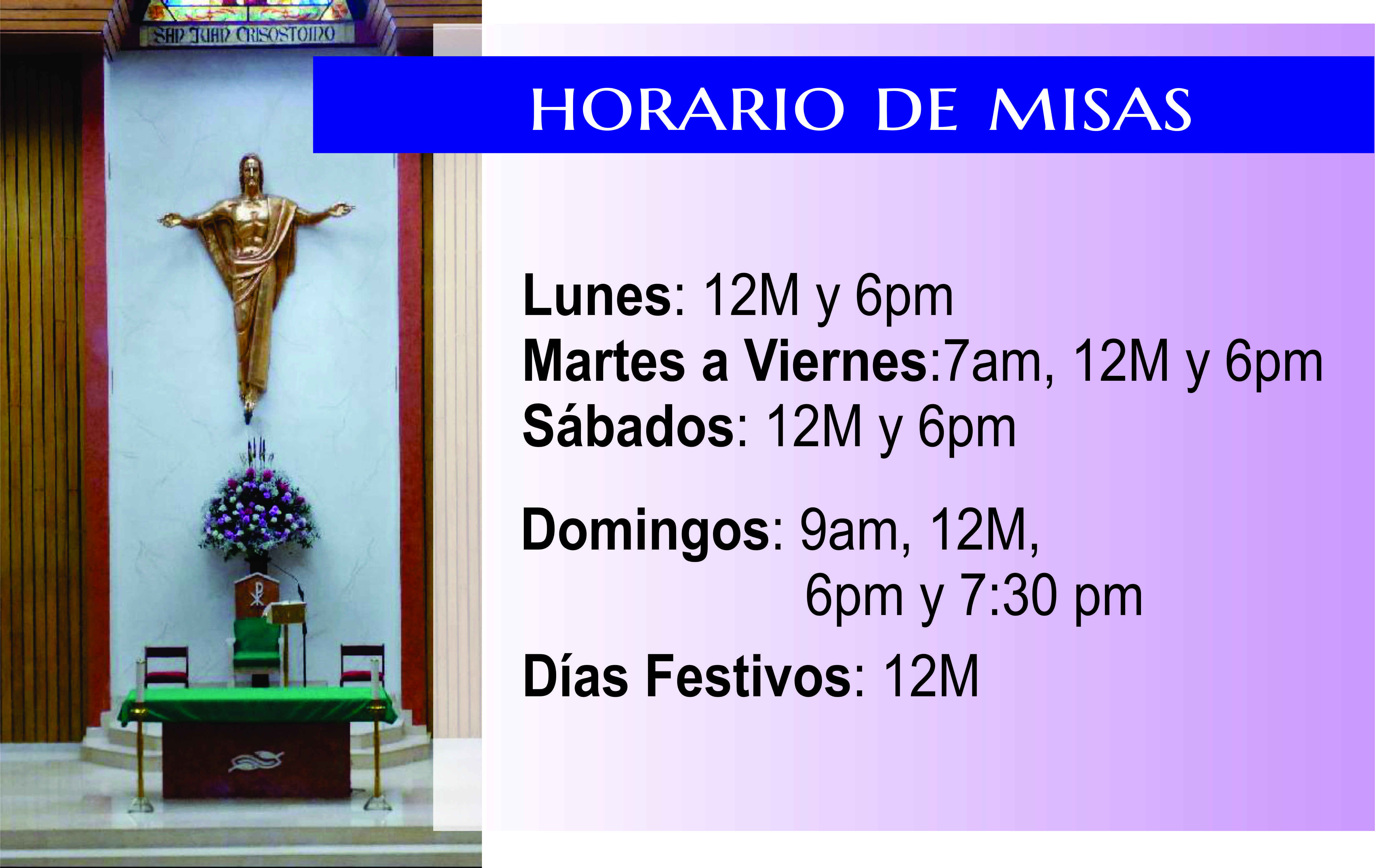 Horario de Misas San Juan Crisostomo